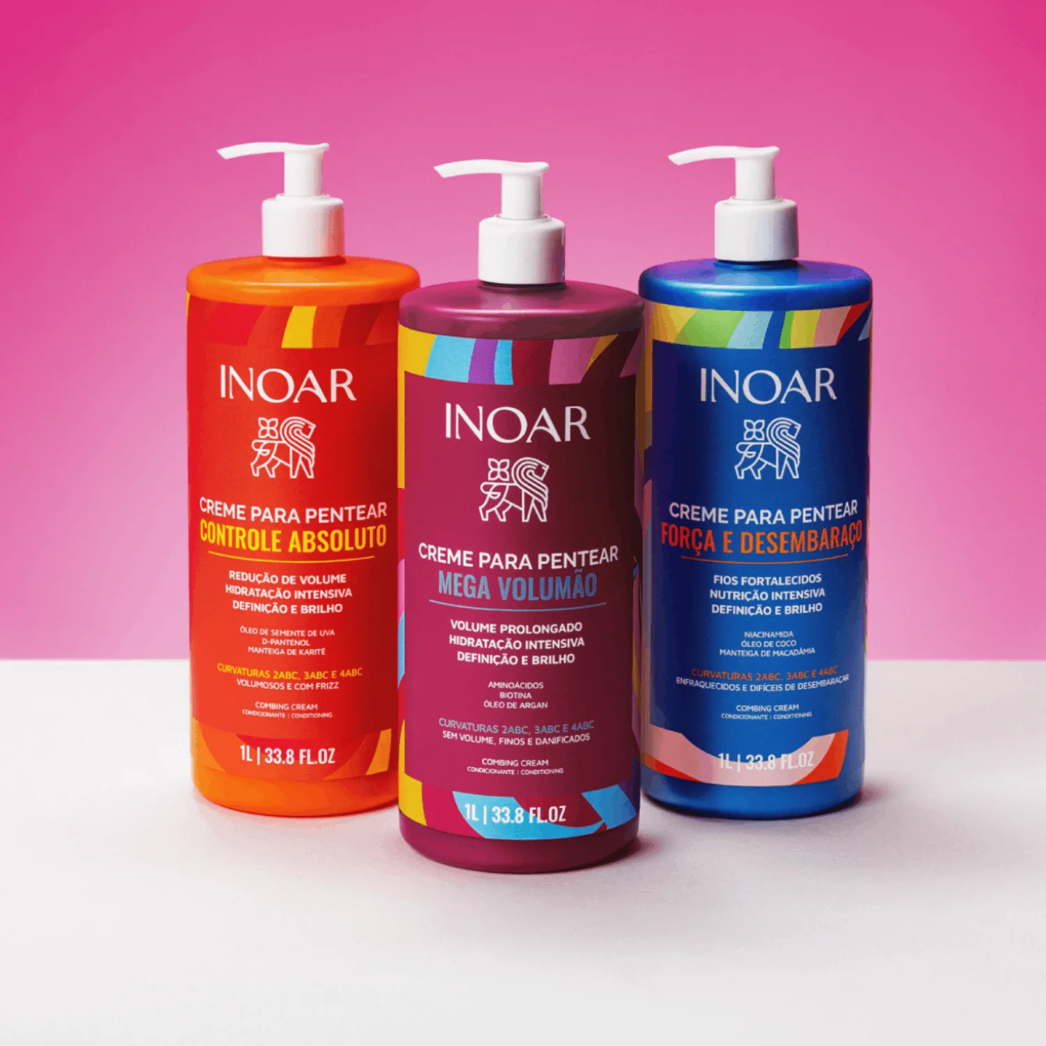 Creme para Pentear INOAR - Mega Volumão, Força e Desembaraço e Controle Absoluto. 1L.
