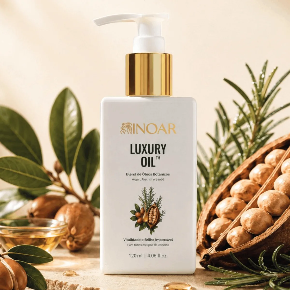 Luxury Oil™ Blend de Óleos Botânicos – Nutrição, brilho e maciez sem pesar. 120ml.